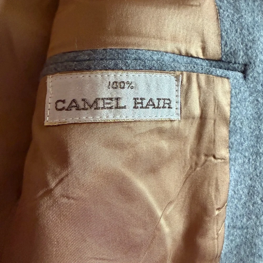 Vintage Wallachs Men's 100%‎ Camel Hair Gray Notch Lapel Wool Blazer
